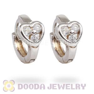 Sterling Silver CZ Heart Huggie Hoop Earrings