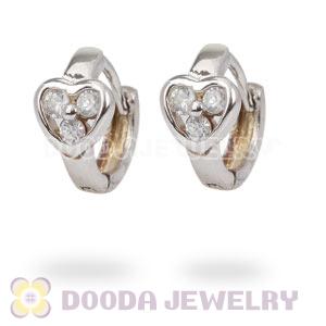Sterling Silver CZ Heart Huggie Hoop Earrings
