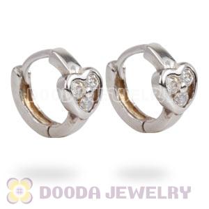 Sterling Silver CZ Heart Huggie Hoop Earrings