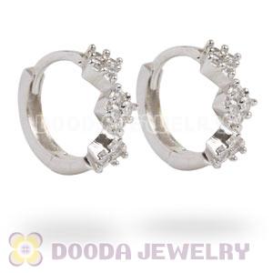 Sterling Silver CZ Huggie Hoop Earrings