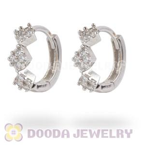 Sterling Silver CZ Huggie Hoop Earrings