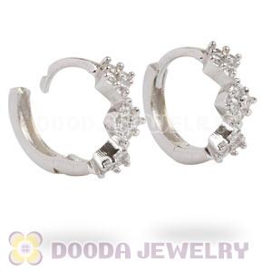 Sterling Silver CZ Huggie Hoop Earrings