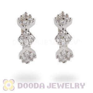Sterling Silver CZ Huggie Hoop Earrings