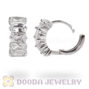 Sterling Silver CZ Huggie Hoop Earrings