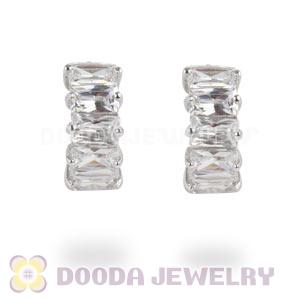Sterling Silver CZ Huggie Hoop Earrings