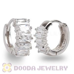 Sterling Silver CZ Huggie Hoop Earrings
