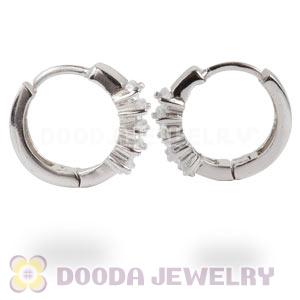 Sterling Silver CZ Huggie Hoop Earrings