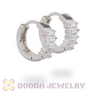 Sterling Silver CZ Huggie Hoop Earrings