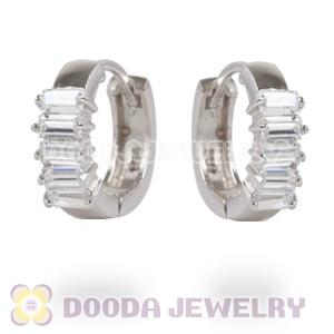 Sterling Silver CZ Huggie Hoop Earrings