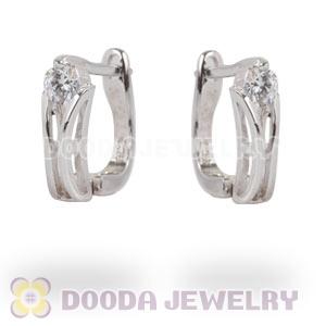 Sterling Silver Designer Huggie Earrings with Clear CZ