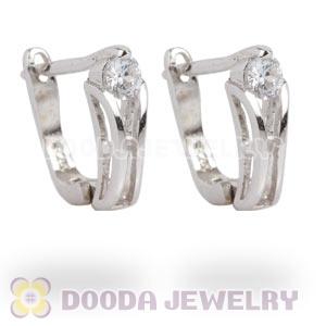 Sterling Silver Designer Huggie Earrings with Clear CZ