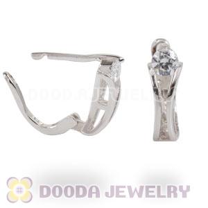Sterling Silver Designer Huggie Earrings with Clear CZ