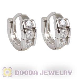 Sterling Silver CZ Huggie Hoop Earrings Unisex