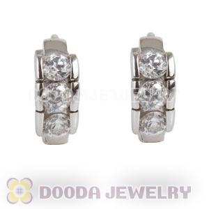 Sterling Silver CZ Huggie Hoop Earrings Unisex
