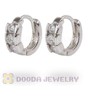 Sterling Silver CZ Huggie Hoop Earrings Unisex