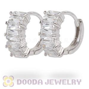 Sterling Silver CZ Huggie Hoop Earrings