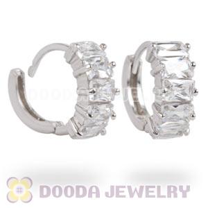 Sterling Silver CZ Huggie Hoop Earrings