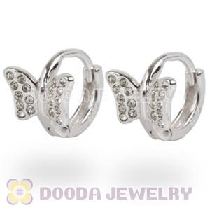 Sterling Silver Butterfly with CZ Huggie Hoop Earrings