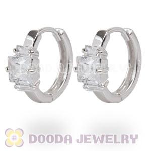 Sterling Silver Clear CZ Huggie Hoop Earrings