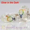 Painted Fedmale Male Symbol Murano Glass fluorescent Beads 925 Sterling Silver European Compatible