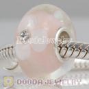 lampwork glass flower beads with Crystal 925 sterling silver core