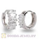 Sterling Silver CZ Huggie Hoop Earrings