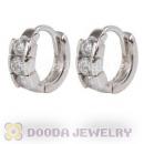 Sterling Silver CZ Huggie Hoop Earrings Unisex
