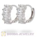 Sterling Silver CZ Huggie Hoop Earrings