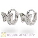 Sterling Silver Butterfly with CZ Huggie Hoop Earrings