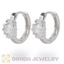 Sterling Silver Clear CZ Huggie Hoop Earrings