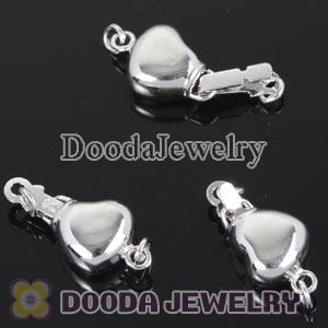 Fishhook Pearl Clasp Rhodium Plated Heart 8.3X18mm Sterling Silver