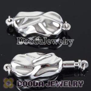 9.3X19.6mm Fishhook Pearl Clasp Rhodium Plated Sterling Silver