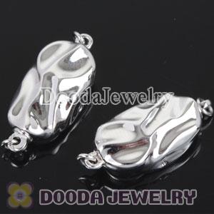 9.3X19.6mm Fishhook Pearl Clasp Rhodium Plated Sterling Silver