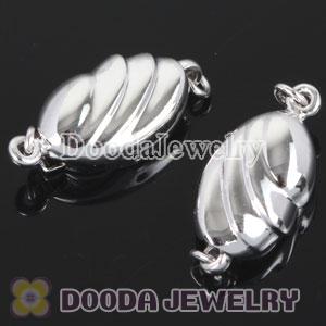 Fishhook Pearl Clasp Rhodium Plated 8X16mm Sterling Silver