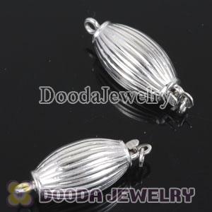 Fishhook Pearl Clasp Rhodium Plated Oval 8X20mm Sterling Silver