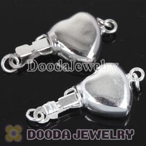 Fishhook Pearl Clasp Rhodium Plated Heart 10X16mm Sterling Silver