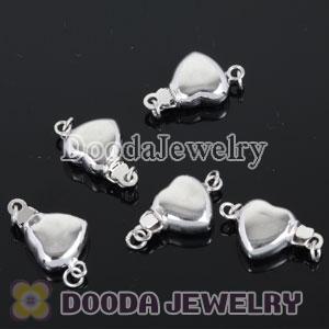 Fishhook Pearl Clasp Rhodium Plated Heart 10X16mm Sterling Silver