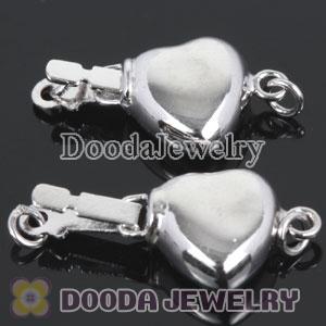 Fishhook Pearl Clasp Rhodium Plated Heart 10X16mm Sterling Silver