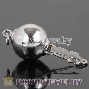 Fishhook Pearl Clasp Ball Dia.10mm Rhodium Plated Sterling Silver