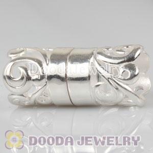 Sterling Silver Flower Head Cylinder Magnetic Clasp 12mm