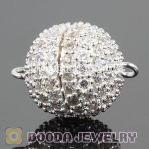 Sterling Silver Magnetic Round Clasp 15mm with Austrian crystal
