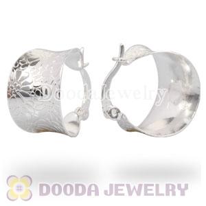 Sterling Silver Flower Pattern Hoop Earrings