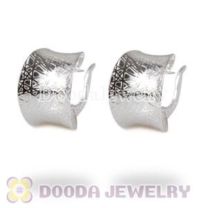 Sterling Silver Flower Pattern Hoop Earrings