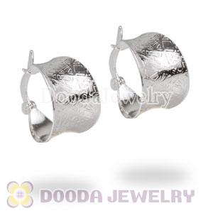 Sterling Silver Flower Pattern Hoop Earrings