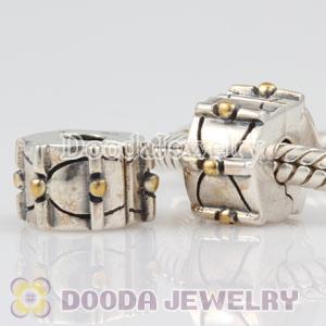 925 Solid Silver Clip Beads with Gold Plated Dot European Compatible