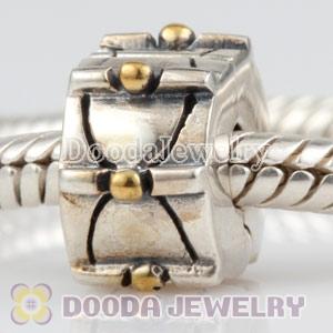 925 Solid Silver Clip Beads with Gold Plated Dot European Compatible