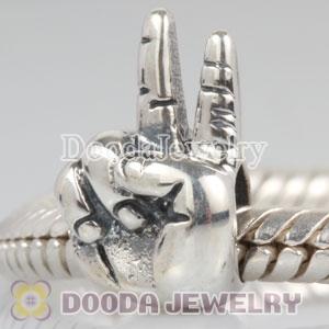 925 Sterling Silver Peace Sign charm Beads European Compatible