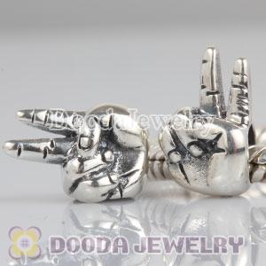 925 Sterling Silver Peace Sign charm Beads European Compatible