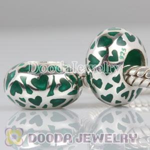 Enamel Green Love Beads 925 Sterling Silver fit European Largehole Jewelry