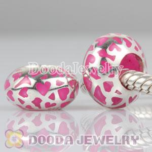 Enamel Pink Love Beads 925 Sterling Silver fit European Largehole Jewelry